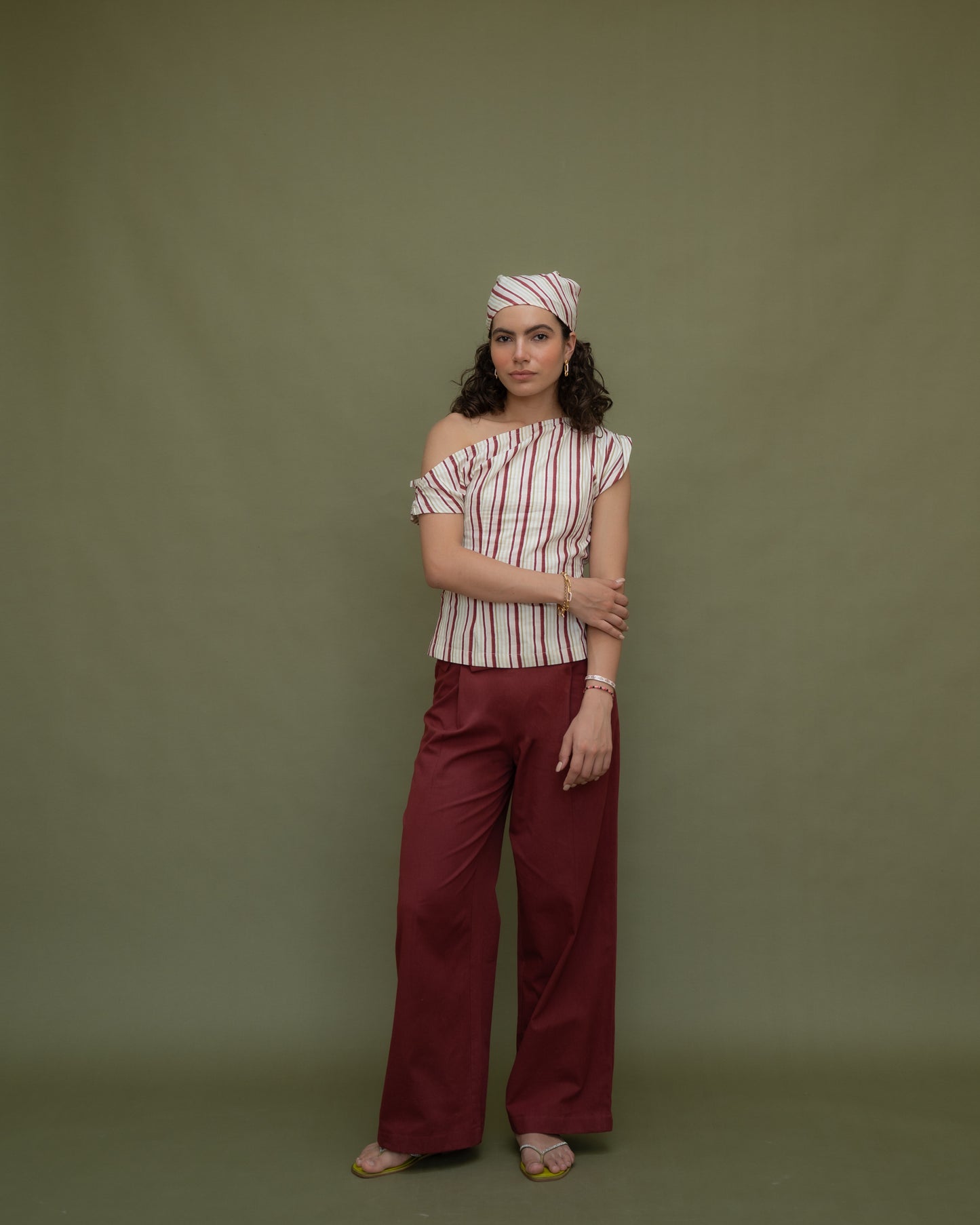 Cherry one shoulder top