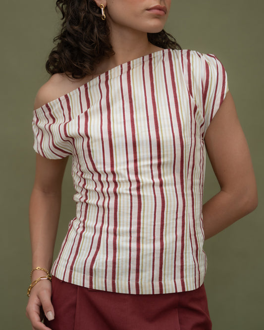 Cherry one shoulder top