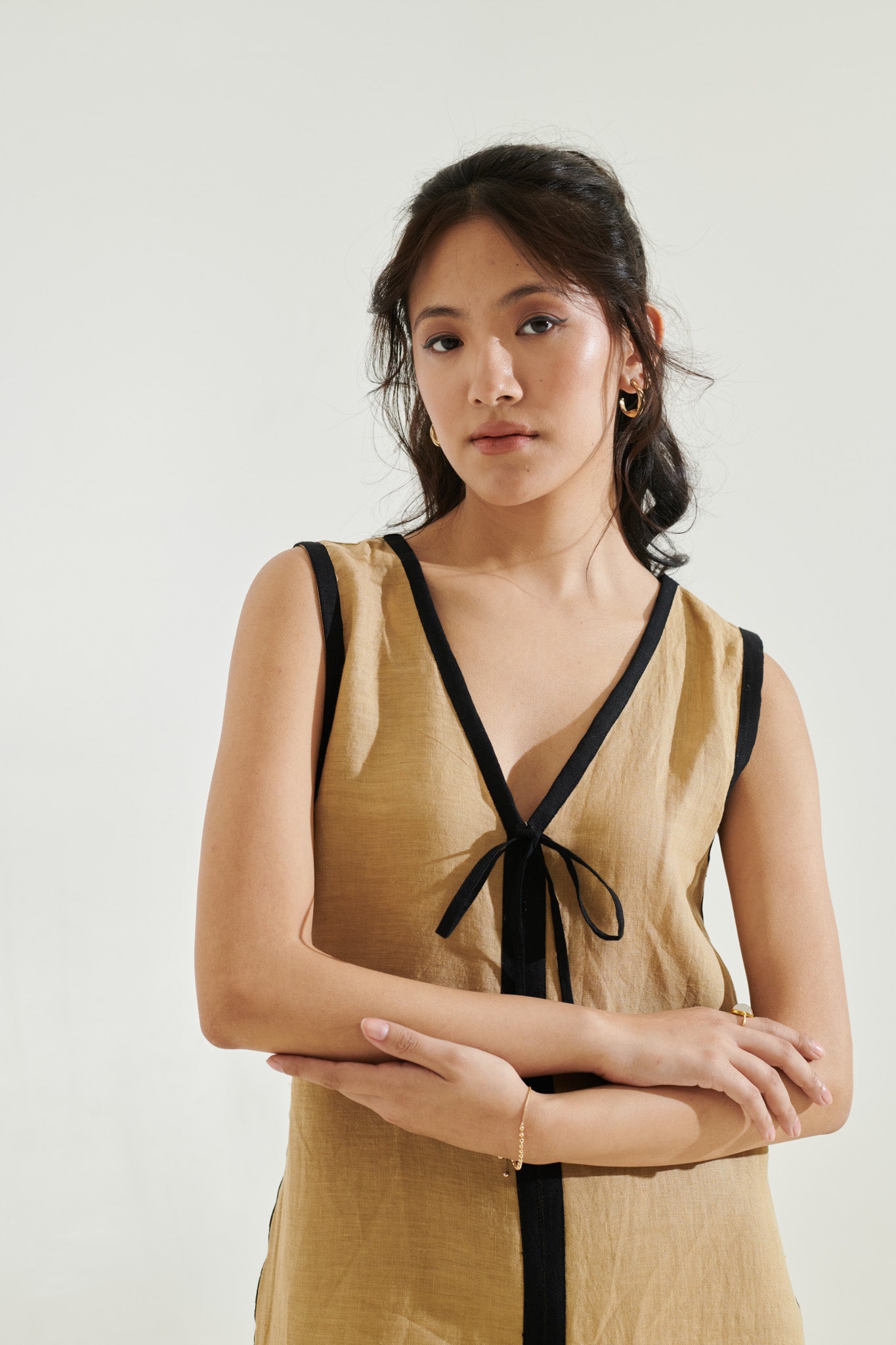 Black & beige maxi dress