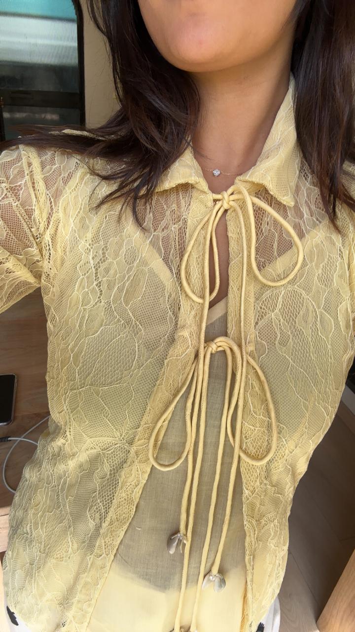 Butter yellow lace shirt