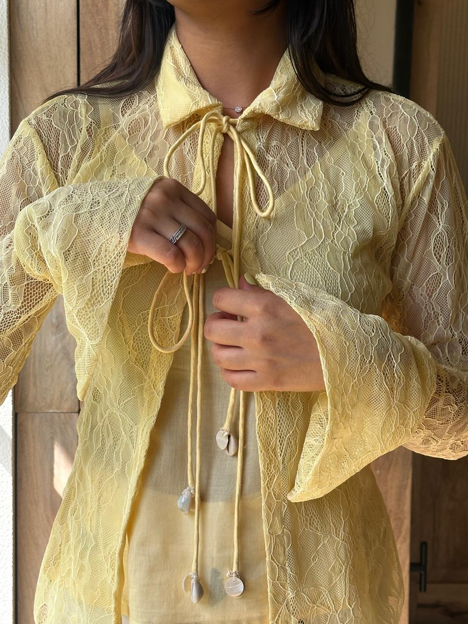 Butter yellow lace shirt