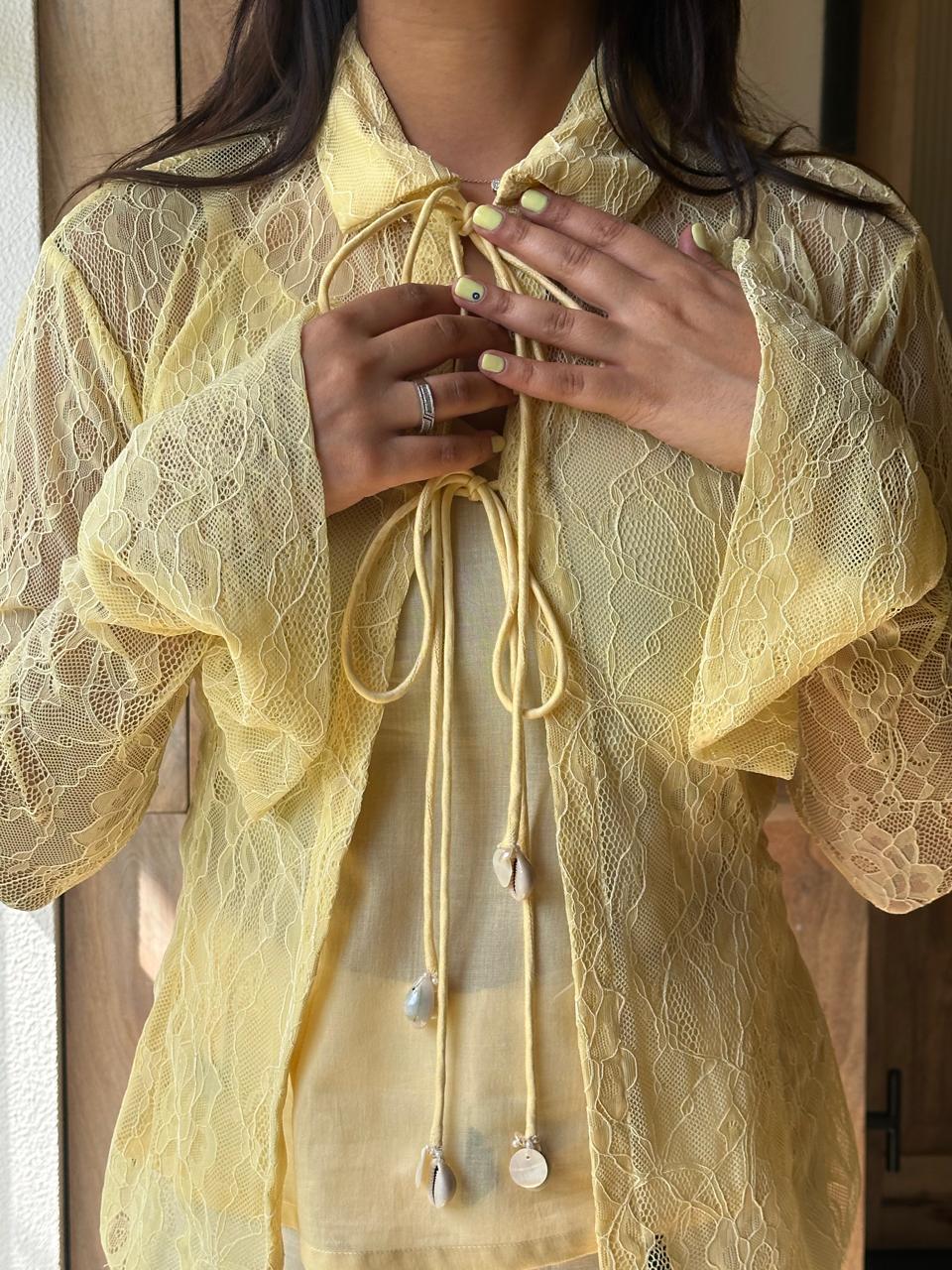 Butter yellow lace shirt