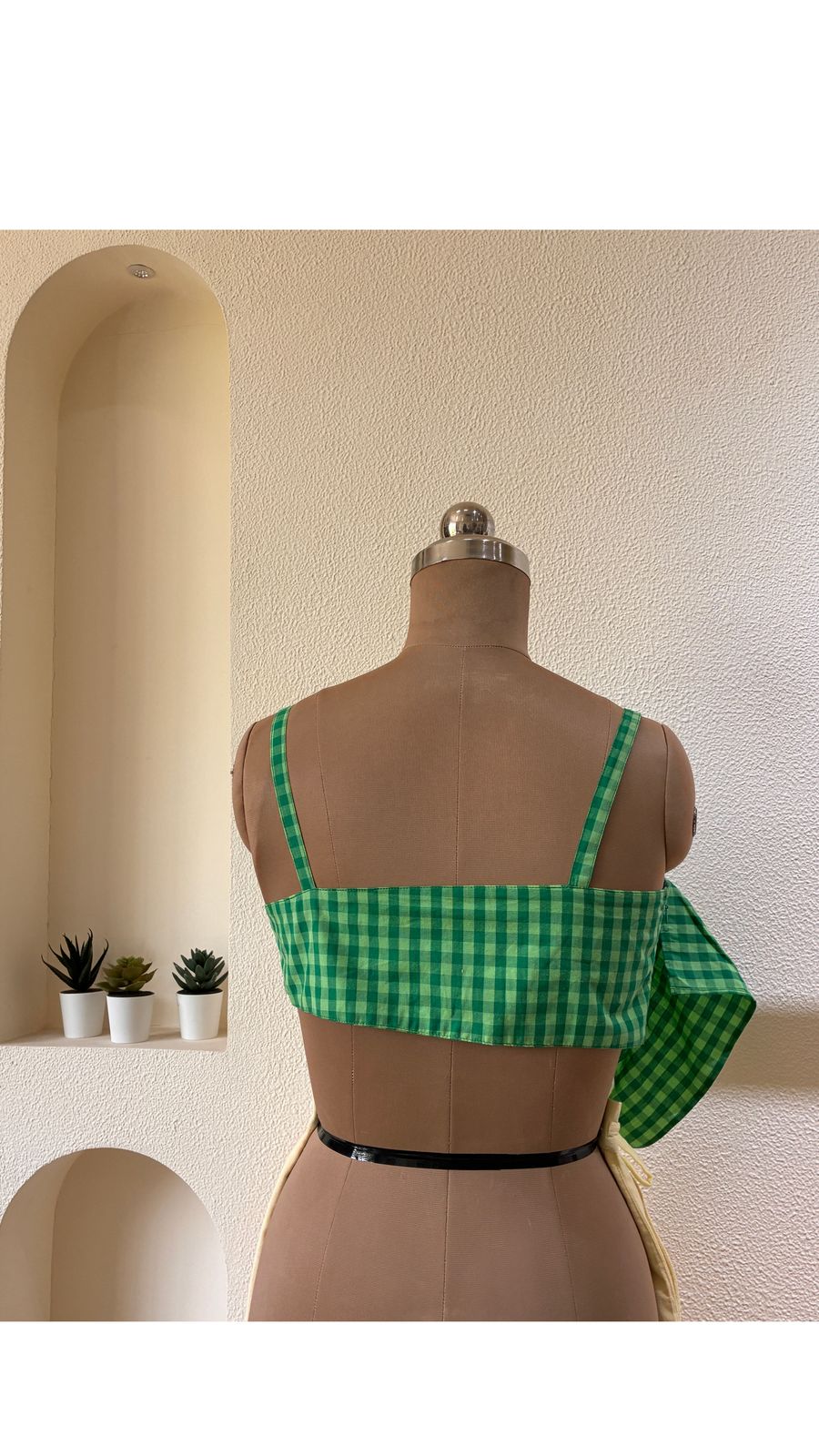 Meadow Check Ruched Tie-Front Top