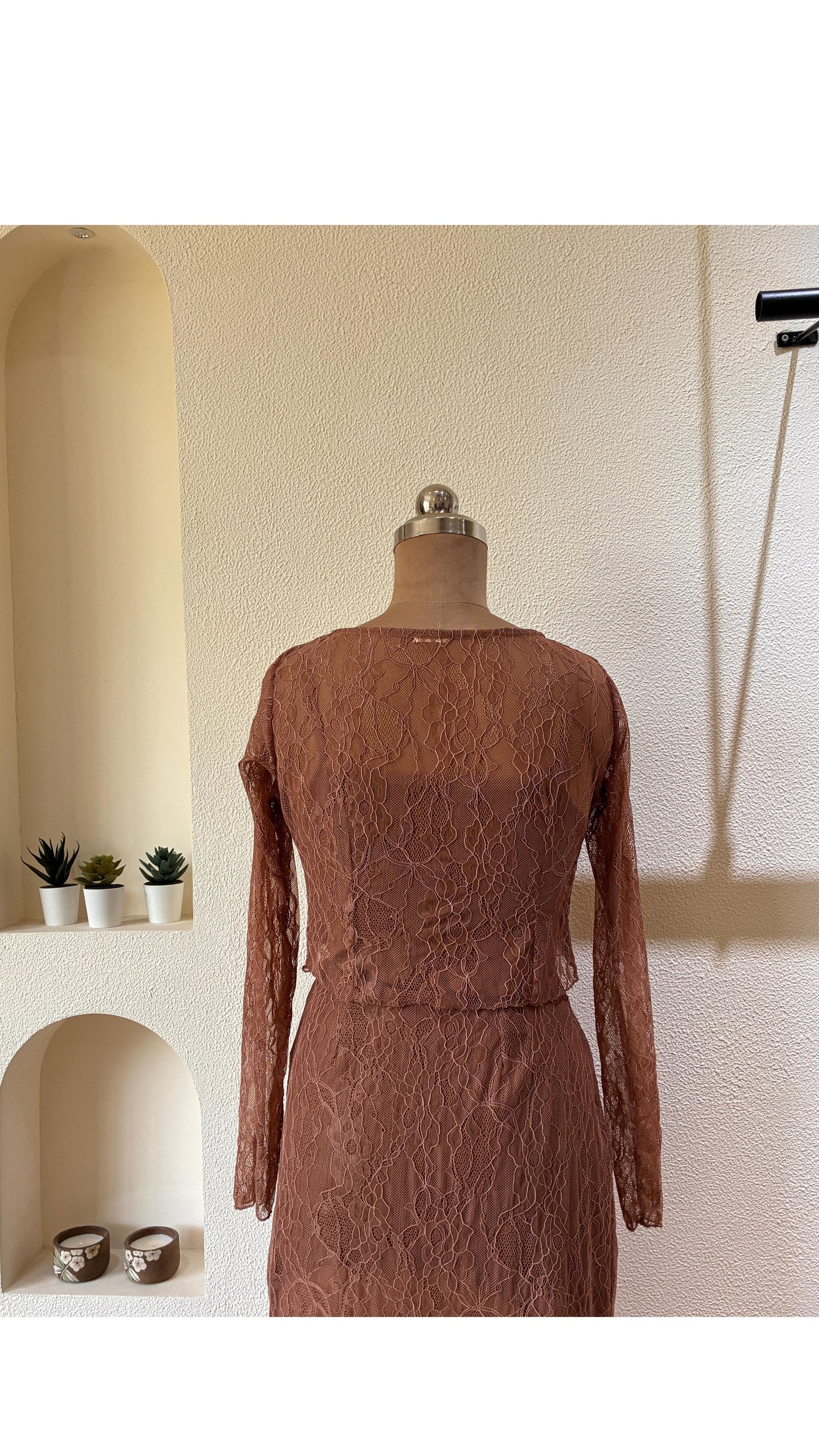 Mocha Mist Sheer Lace top