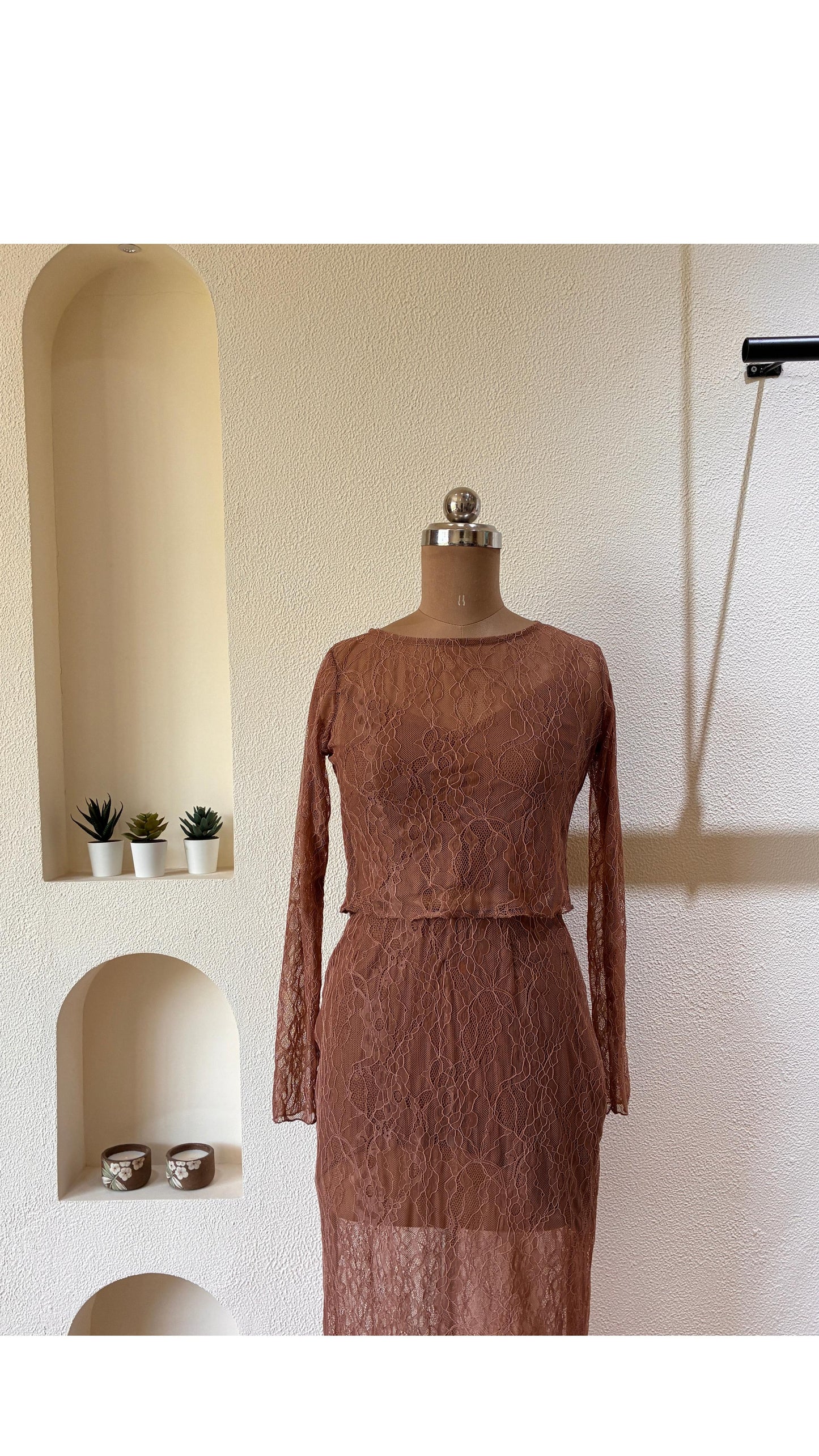 Mocha Mist Sheer Lace top