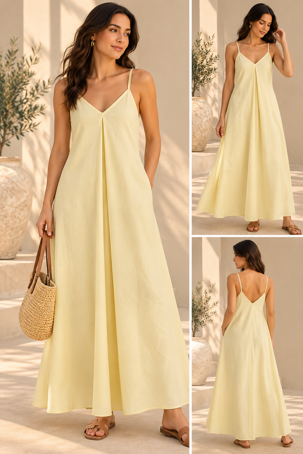 Butter Yellow V-Neck Maxi Dress