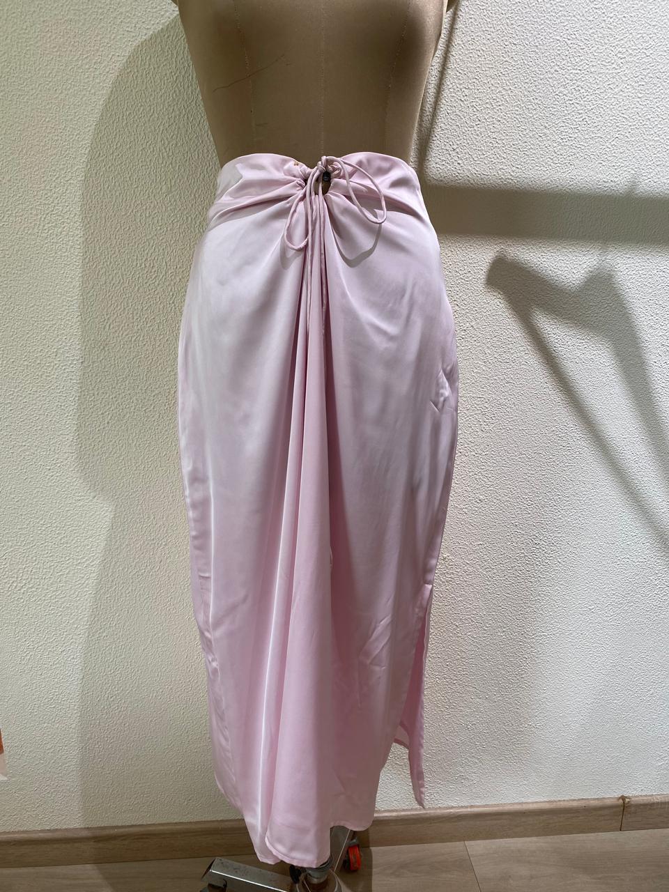 Pink Satin Sarong Skirt