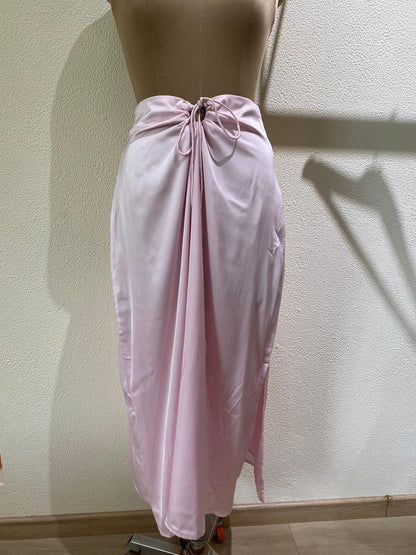 Pink Satin Sarong Skirt