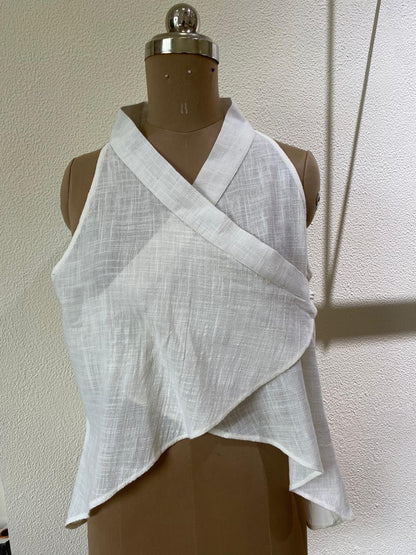 Ivory Asymmetric Wrap Top