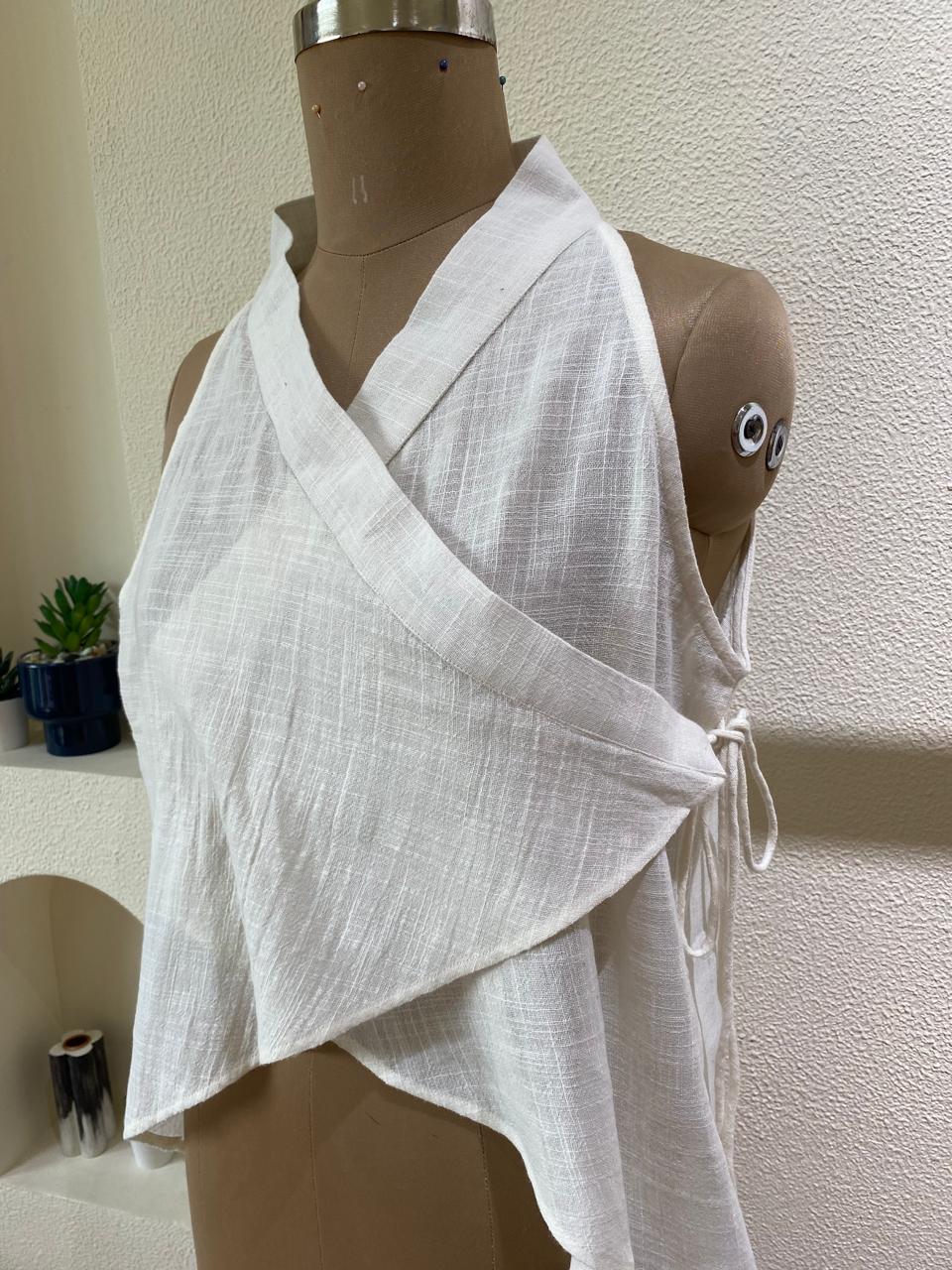 Ivory Asymmetric Wrap Top