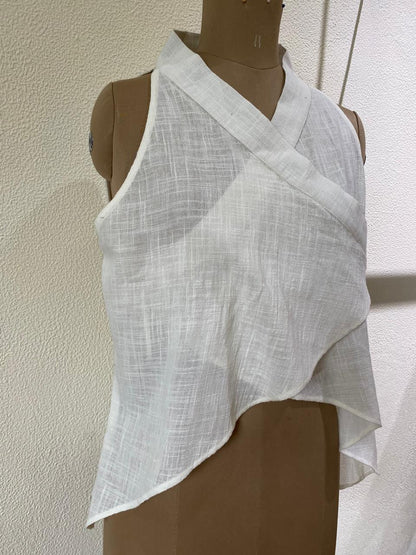 Ivory Asymmetric Wrap Top