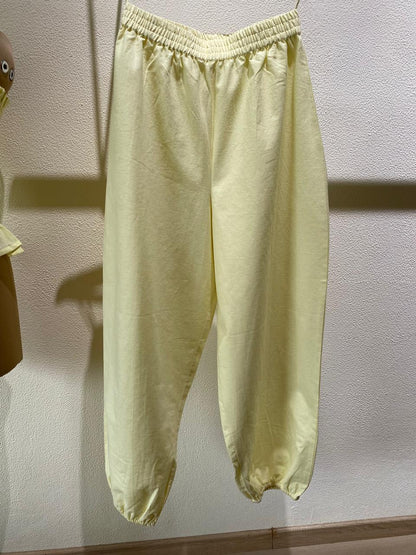 Yellow Smocked Peplum Top & Jogger Set