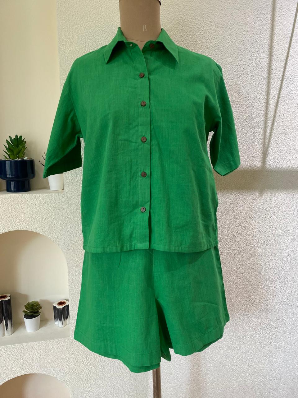 Green Shirt & Shorts Co-ord Set