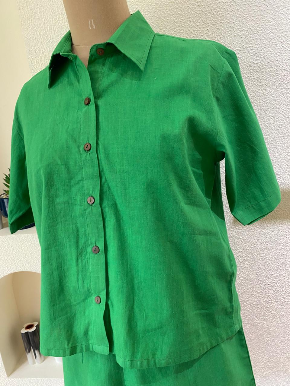 Green Shirt & Shorts Co-ord Set