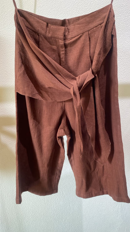 Mocha Brown Wrap-Front pant