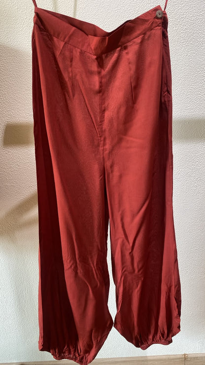 Red Satin Jogger Pants