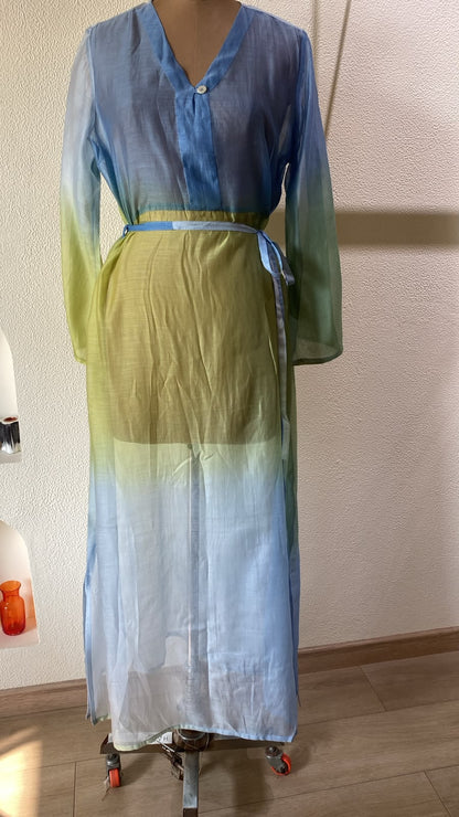 Blue & Lime Ombre  Maxi Dress