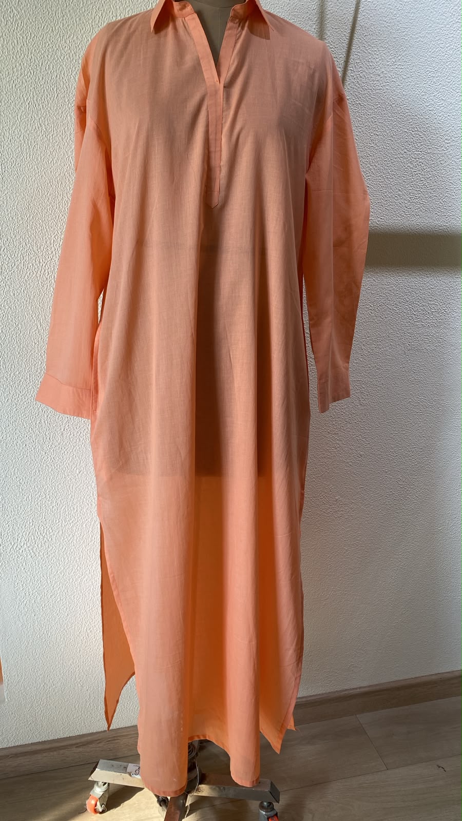 Peach Breeze Shirt Maxi Dress