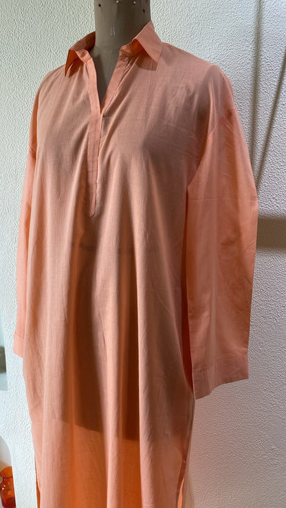Peach Breeze Shirt Maxi Dress