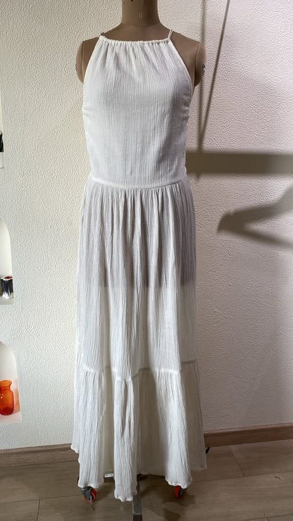 Ivory Grace Crinkled Maxi Dress
