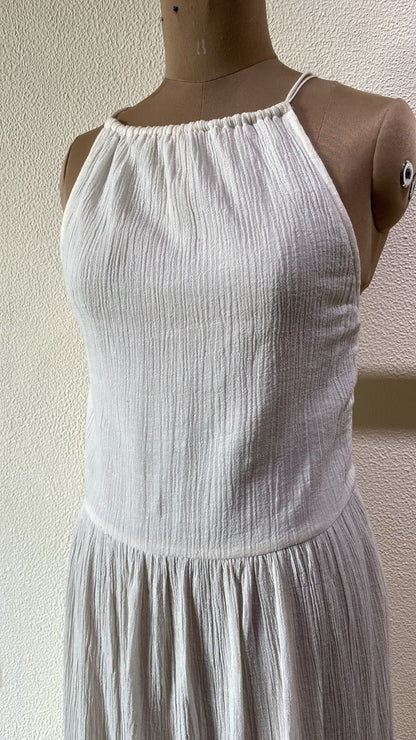 Ivory Grace Crinkled Maxi Dress