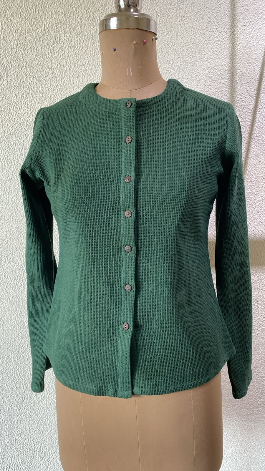 Green Textured Button-Down Jacket