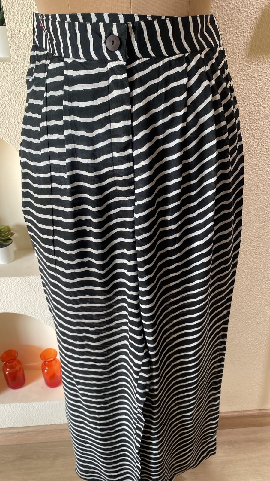 Black & White Striped One-Shoulder Co-ord Set